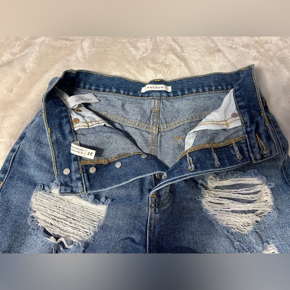 PacSun Blue Distressed Ultra High Rise Vintage Shorts Size 27 - Picture 7 of 9